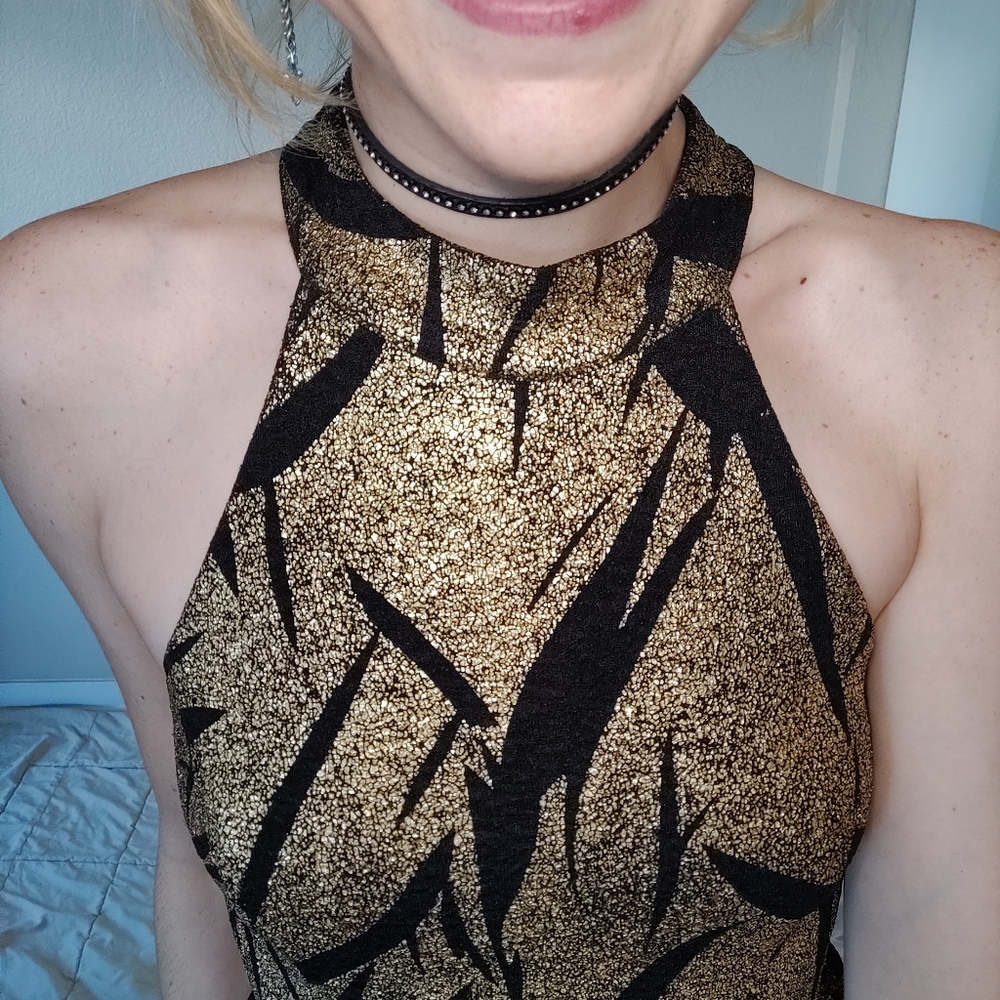 Ark & Co Black and Gold Party Dress